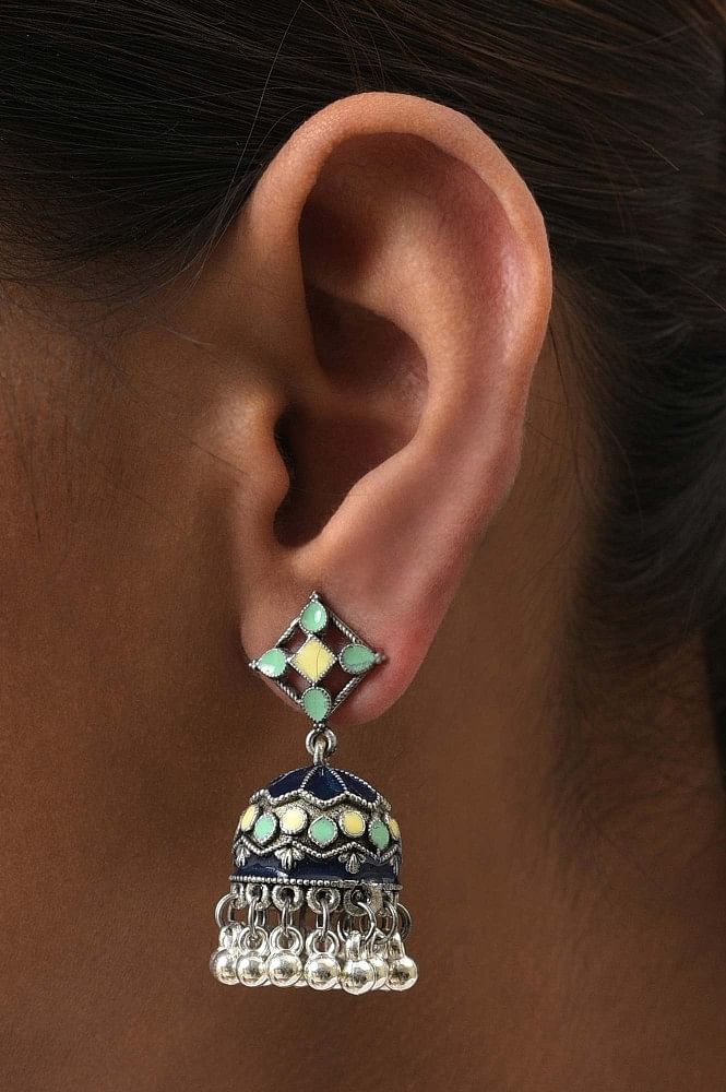 Buy Jhumki Jhumka Oxidised Earring German Silver Oxidized Dangler Earring  Boho Earring Indian Ethnic Black Oxidized Round Jhumka Online in India -  Etsy